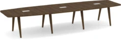 Signature Boat-Shape Conference Table 14 Ft - Modern Walnut And Silver Hardware