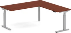 Enhance Electric Height-Adjustable L-Shape Desk 72" X 72" - Cherry With Silver Base