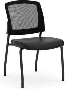 Aero Stackable Guest Chair Without Arms - Black Antimicrobial Vinyl