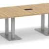 Classic Boat-Shape Conference Table 16 Ft With Palmer Brushed Double Base - Aspen