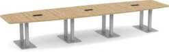 Classic Boat-Shape Conference Table 16 Ft With Palmer Brushed Double Base - Aspen