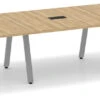 Signature Racetrack Conference Table 14 Ft - Aspen With Silver Metal Legs