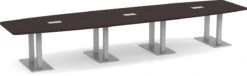 Classic Boat-Shape Conference Table 16 Ft With Palmer Brushed Double Base - Espresso