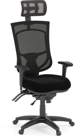 CoolMesh Pro Executive High Back Chair - Black Fabric With Headrest