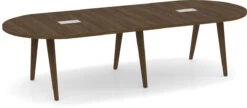 Signature Racetrack Conference Table 10 Ft - Modern Walnut And Silver Hardware
