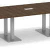 Classic Racetrack Conference Table 14 Ft With Palmer Brushed Double Base - Modern Walnut