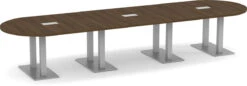 Classic Racetrack Conference Table 14 Ft With Palmer Brushed Double Base - Modern Walnut