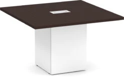 Classic Square-Edge Conference Table 4 Ft With Cube Base - Espresso With White Base