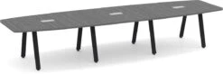 Signature Boat-Shape Conference Table 14 Ft - Newport Grey With Black Metal Legs