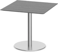 Classic Square Meeting Table 36" With Beveled-Edge Top And Round Brushed Metal Base - Newport Grey