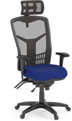 CoolMesh Executive High Back Chair - Blue Fabric With Headrest