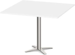 Classic Square Meeting Table 42" With Cross Brushed Metal Base -White