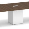 Classic Square-Edge Conference Table 12 Ft With Cube Base - Modern Walnut With White Base