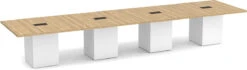 Classic Square-Edge Conference Table 16 Ft With Cube Base - Aspen With White Base