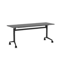 Flip Top Table With Square-Edge Top 24" X 60" - Newport Grey Top With Black Base