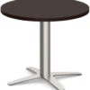 Classic Round End Table 24" With Cross Brushed Metal Base - Espresso