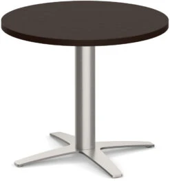 Classic Round End Table 24" With Cross Brushed Metal Base - Espresso