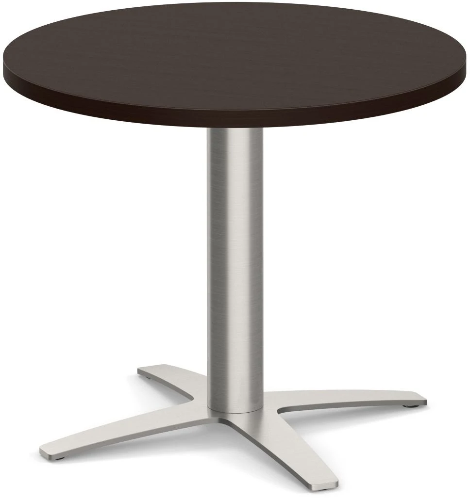 Classic Round End Table 24" With Cross Brushed Metal Base - Espresso