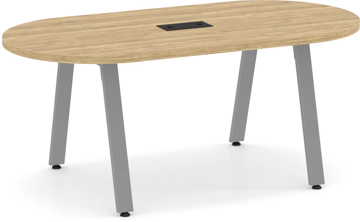 Signature Racetrack Conference Table 6 Ft - Aspen With Silver Metal Legs