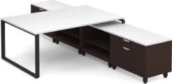 Encore Dual Benching Unit - Espresso With White Top