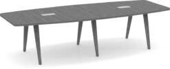 Signature Boat-Shape Conference Table 10 Ft - Newport Grey With Black Hardware