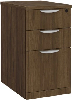 Classic Locking Mobile Pedestals - 3 Drawer In Modern Walnut