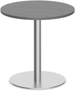 Classic Round Meeting Table 30" With Round Brushed Metal Base - Newport Grey