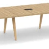 Signature Boat-Shape Conference Table 16 Ft - Aspen With Natural Oak Legs And Black Hardware