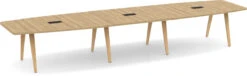 Signature Boat-Shape Conference Table 16 Ft - Aspen With Natural Oak Legs And Silver Hardware