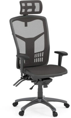 CoolMesh Executive High Back Chair - Black Mesh With Titanium Base And Headrest