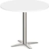 Classic Round End Table 36" With Cross Brushed Metal Base - White