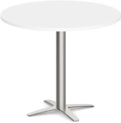 Classic Round End Table 36" With Cross Brushed Metal Base - White