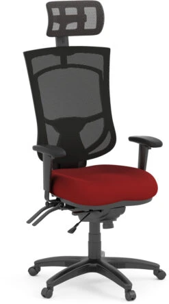 CoolMesh Pro Executive High Back Chair - Red Fabric With Headrest