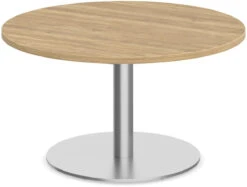 Classic Round End Table 36" With Round Brushed Metal Base - Aspen