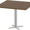 Classic Square Meeting Table 42" With Cross Brushed Metal Base -Modern Walnut