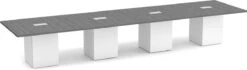 Classic Square-Edge Conference Table 16 Ft With Cube Base - Newport Grey With White Base