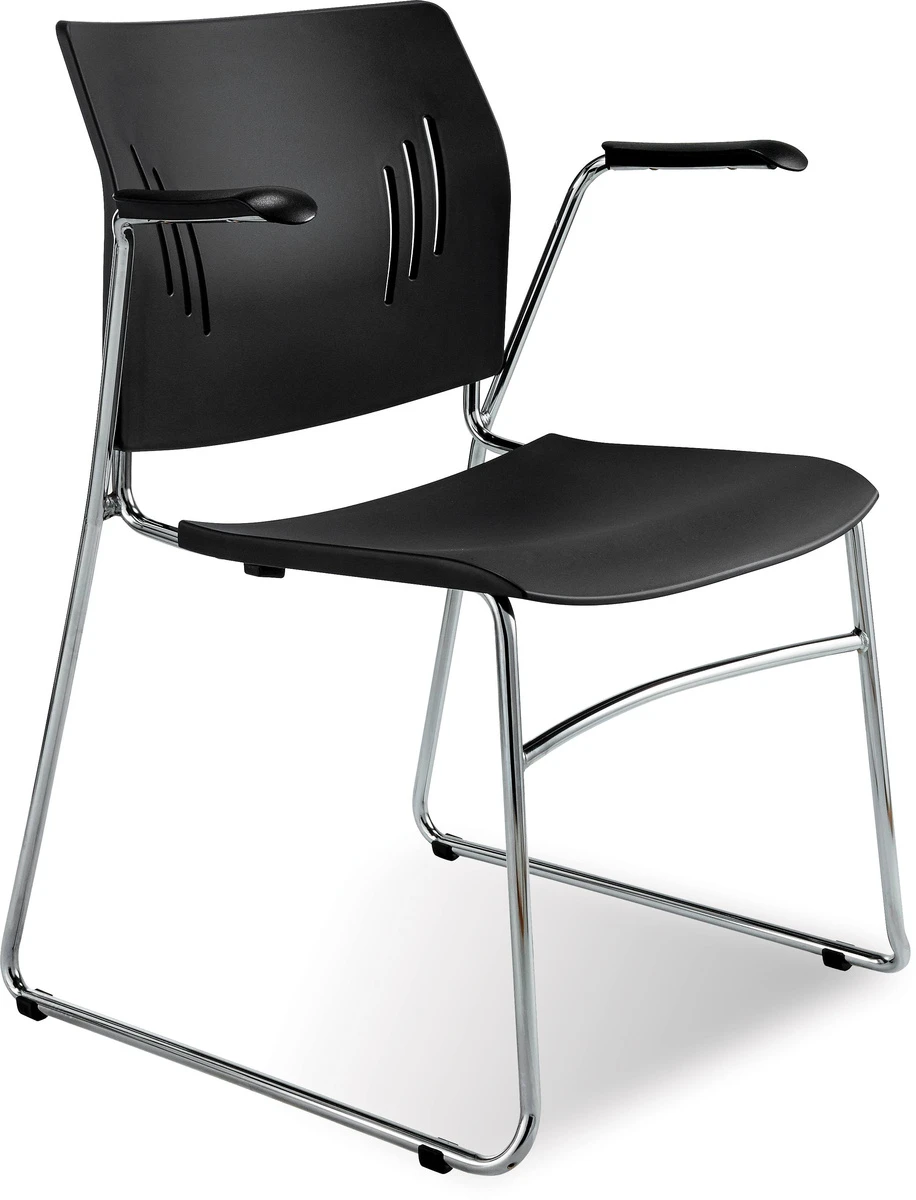 Tela Guest Chair With Arms - Black