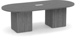 Classic Racetrack Conference Table 8 Ft With Cube Base - Newport Grey