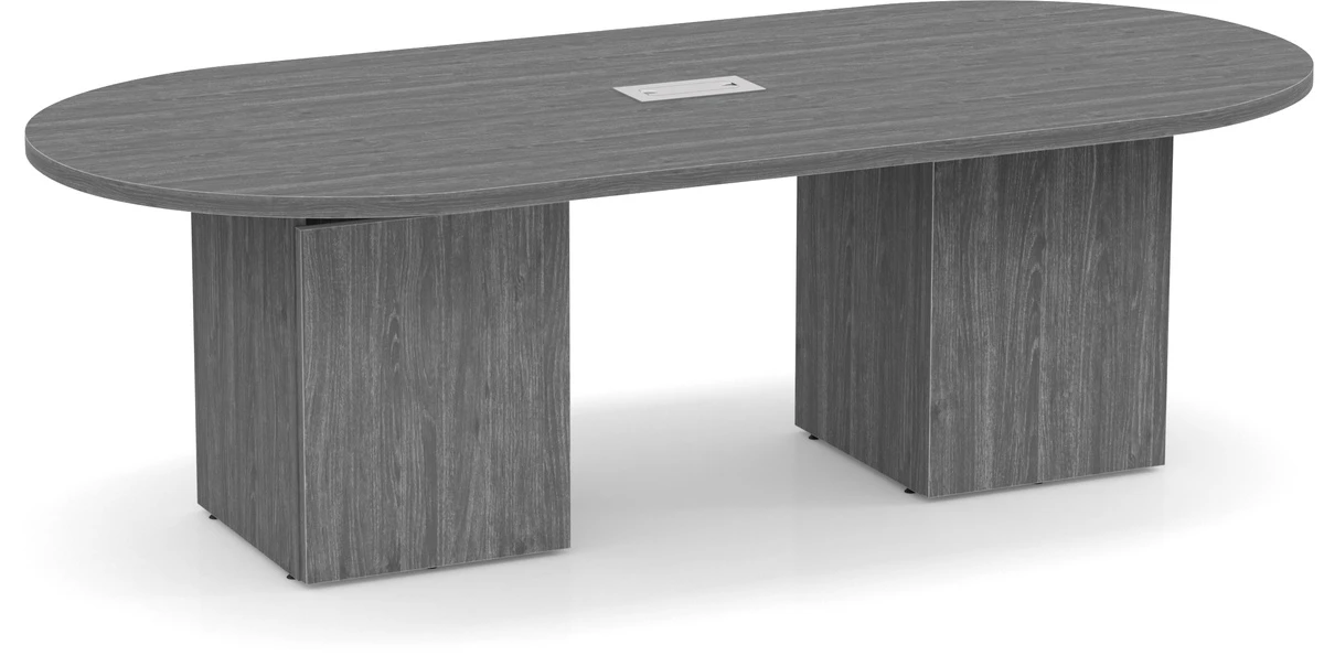 Classic Racetrack Conference Table 8 Ft With Cube Base - Newport Grey