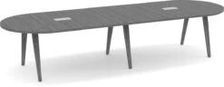 Signature Racetrack Conference Table 12 Ft - Newport Grey With Black Hardware