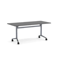 Flip Top Table With Square-Edge Top 30" X 48" - Newport Grey Top With Silver Base