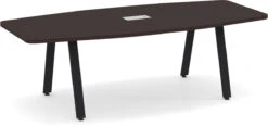 Signature Boat-Shape Conference Table 8 Ft - Espresso With Black Metal Legs