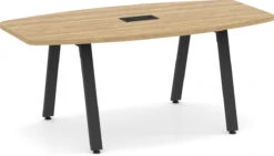 Signature Boat-Shape Conference Table 8 Ft - Aspen With Black Metal Legs