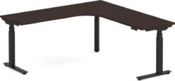 Enhance Electric Height-Adjustable L-Shape Desk With Left Radiused Corner 72" X 72" - Espresso With Black Base