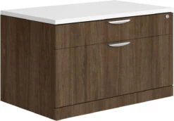 Elements 2-Drawer Personal Storage Cabinet - Modern Walnut Base And White Top