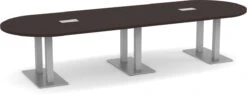 Classic Racetrack Conference Table 12 Ft With Palmer Brushed Double Base - Espresso