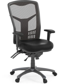 CoolMesh Executive High Back Chair - Black Antimicrobial Vinyl With Titanium Base