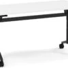 Flip Top Table With Square-Edge Top 24" X 72" - White Top With Black Base