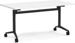 Flip Top Table With Square-Edge Top 24" X 72" - White Top With Black Base