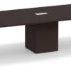 Classic Boat-Shape Conference Table 16 Ft With Cube Base - Espresso